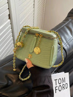 Square Crocodile-Embossed Chain Bag