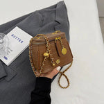 Square Crocodile-Embossed Chain Bag