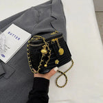 Square Crocodile-Embossed Chain Bag