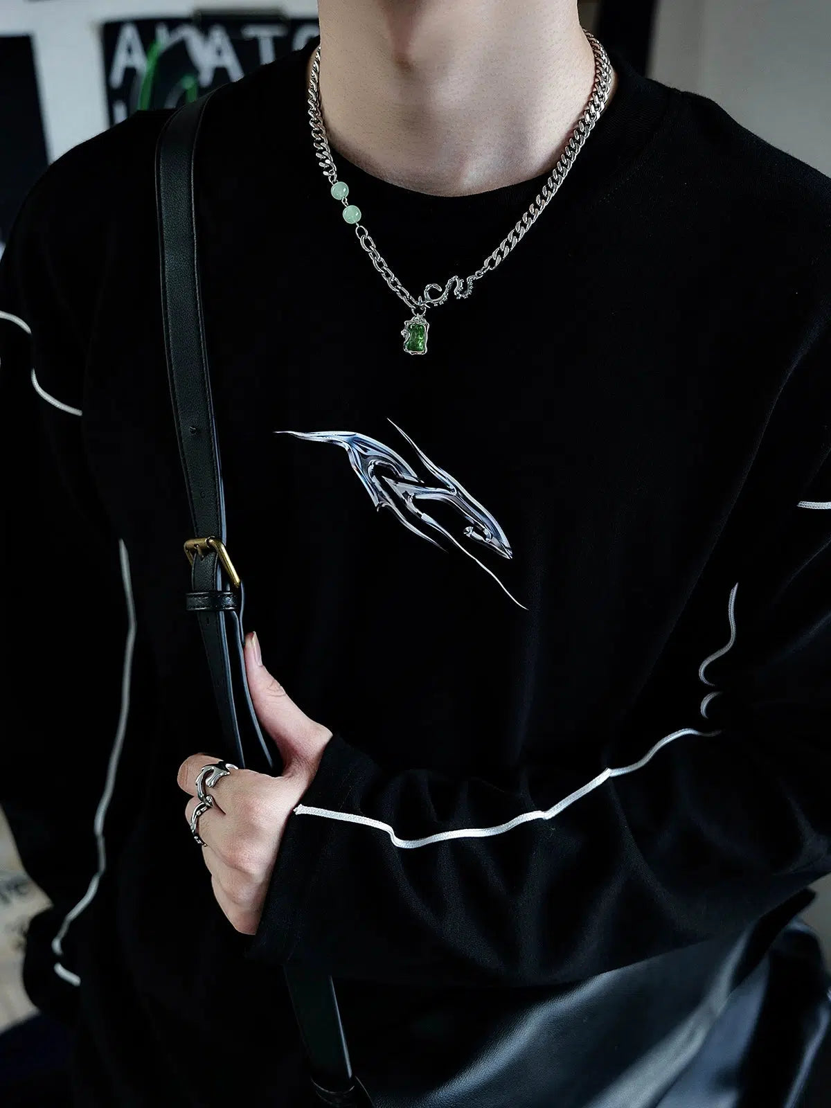 Square Diamond Jade Green Pendant Necklace