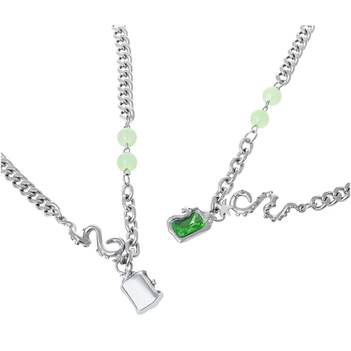 Square Diamond Jade Green Pendant Necklace