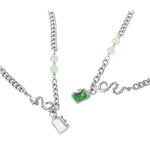 Square Diamond Jade Green Pendant Necklace