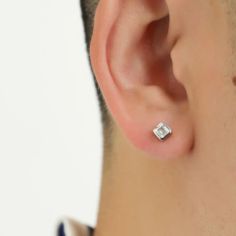 Square Diamond Stud Earrings