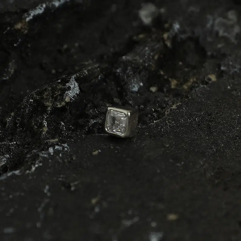Square Diamond Stud Earrings