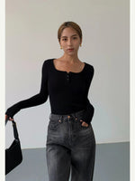 Square Neck Long Sleeve T-shirt