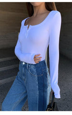 Square Neck Long Sleeve T-shirt