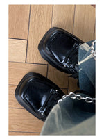 Square Toe Thick-Soled Rivet Shoes