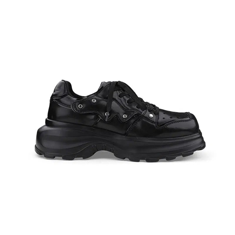 Square Toe Thick-Soled Rivet Shoes