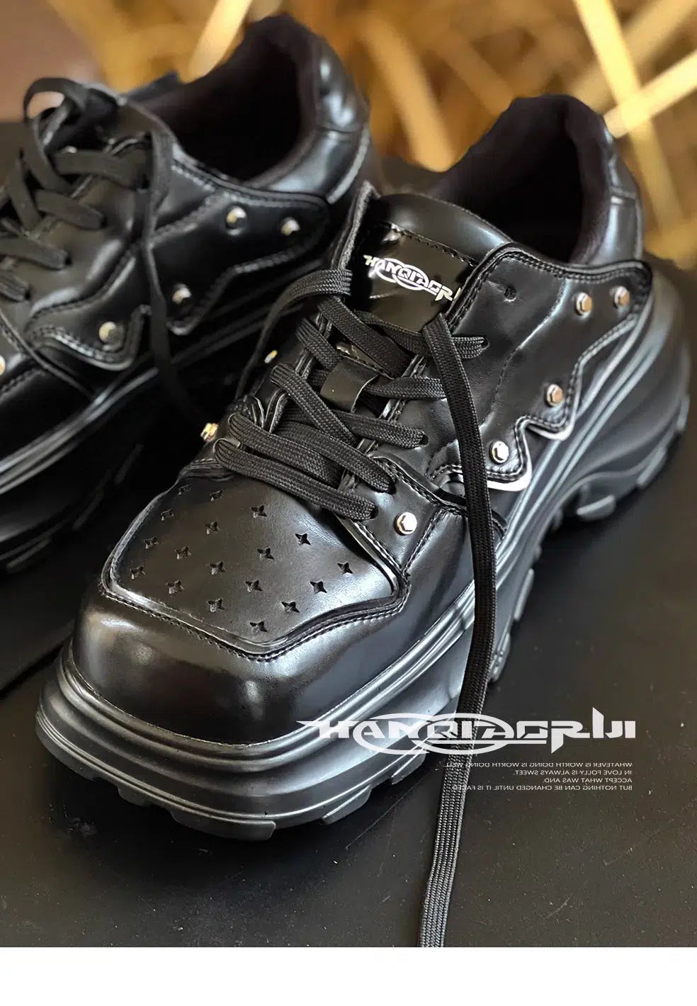 Square Toe Thick-Soled Rivet Shoes