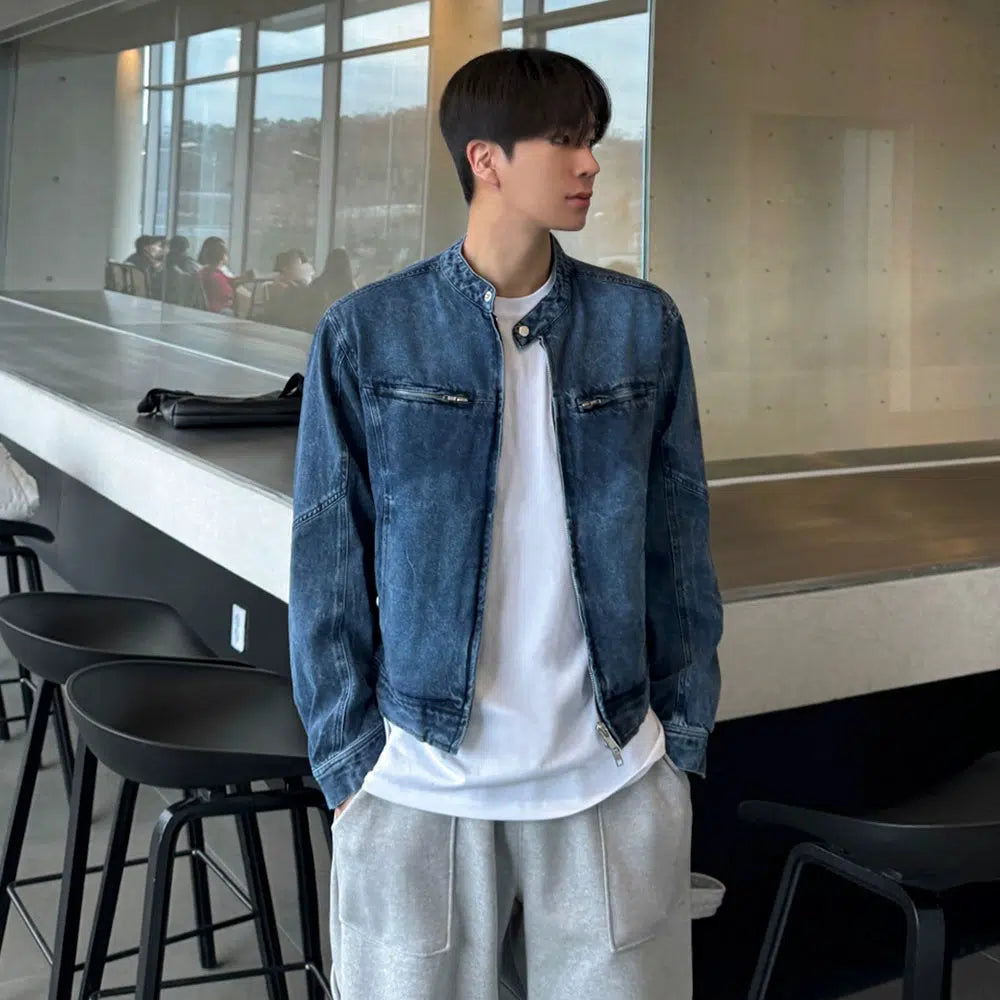 Stand Collar Denim Jacket