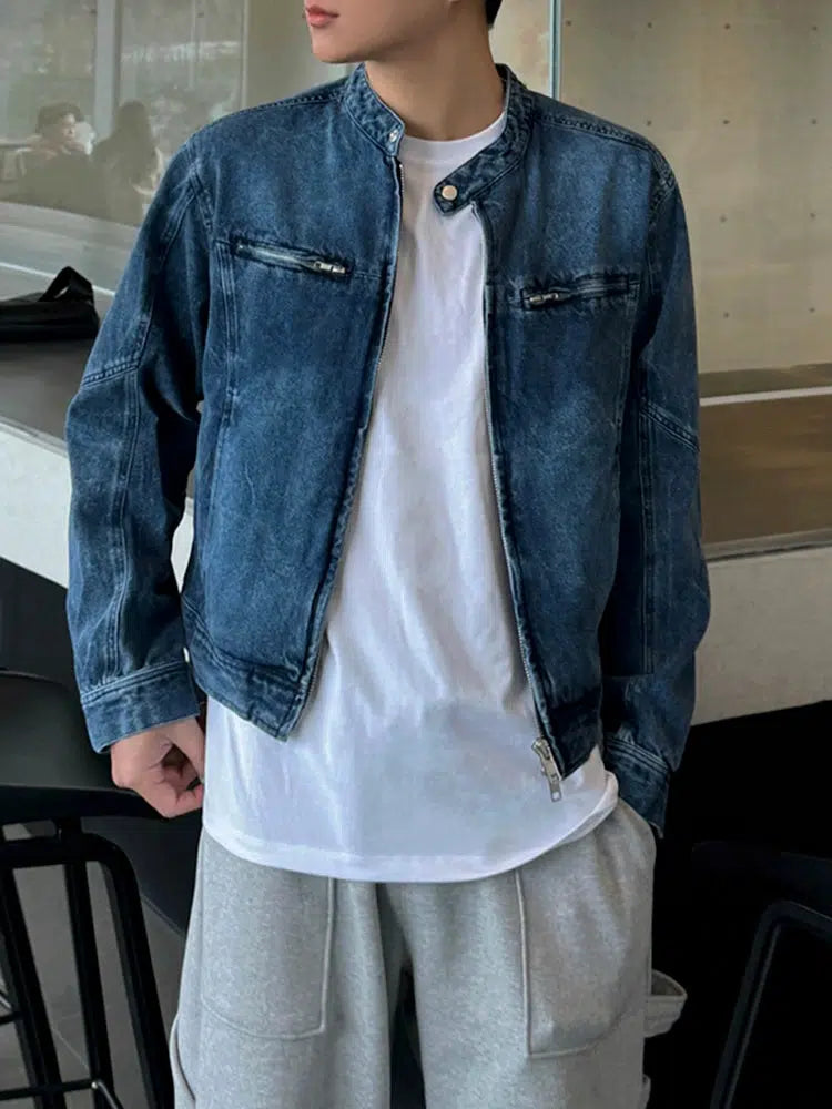 Stand Collar Denim Jacket