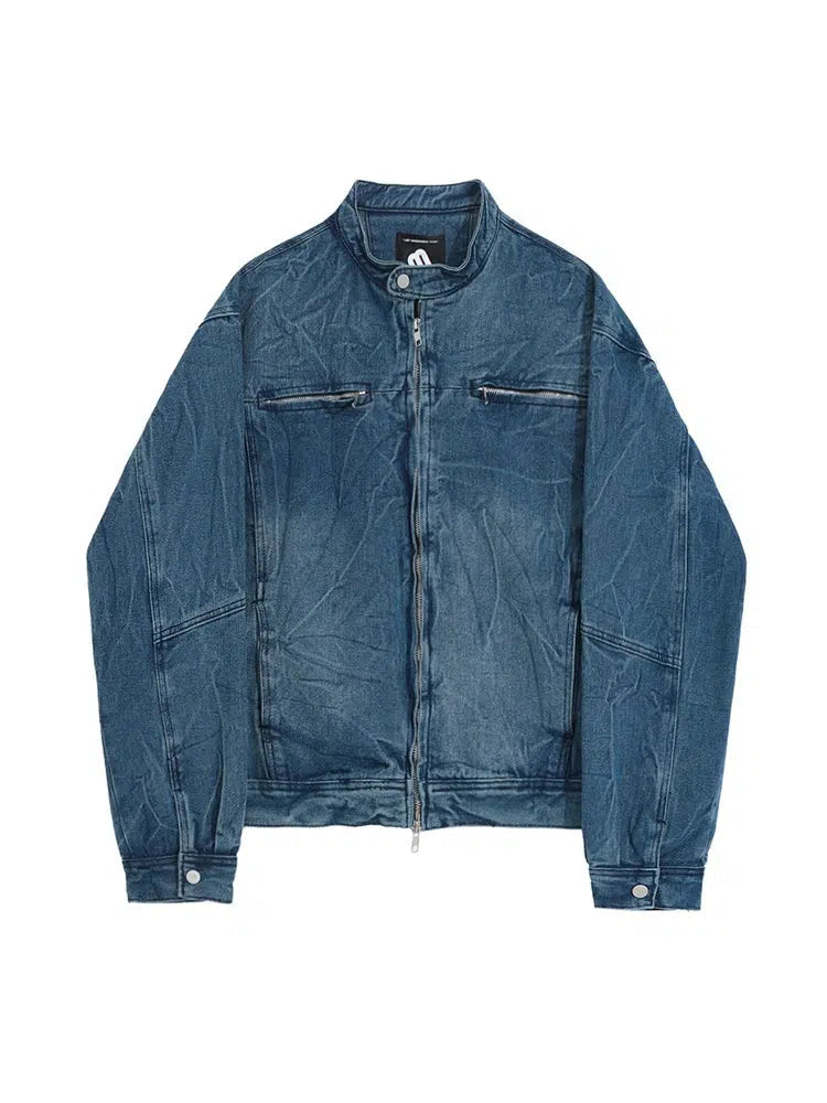 Stand Collar Denim Jacket