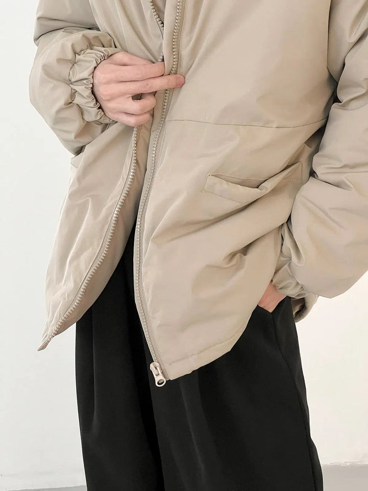 Stand Collar Lightweight Zipper Cotton Jacket