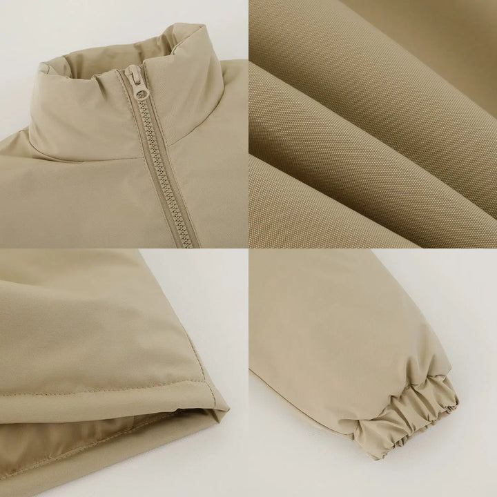 Stand Collar Lightweight Zipper Cotton Jacket