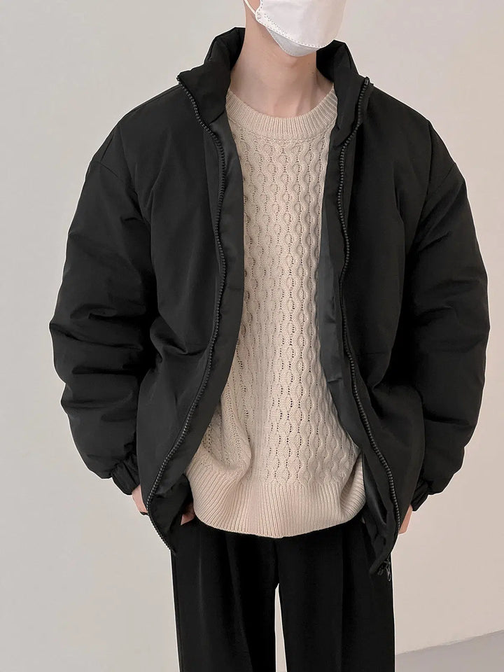 Stand Collar Lightweight Zipper Cotton Jacket