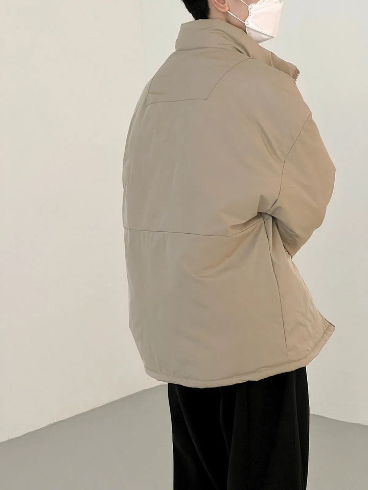Stand Collar Lightweight Zipper Cotton Jacket