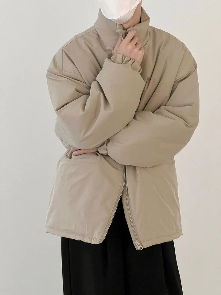 Stand Collar Lightweight Zipper Cotton Jacket