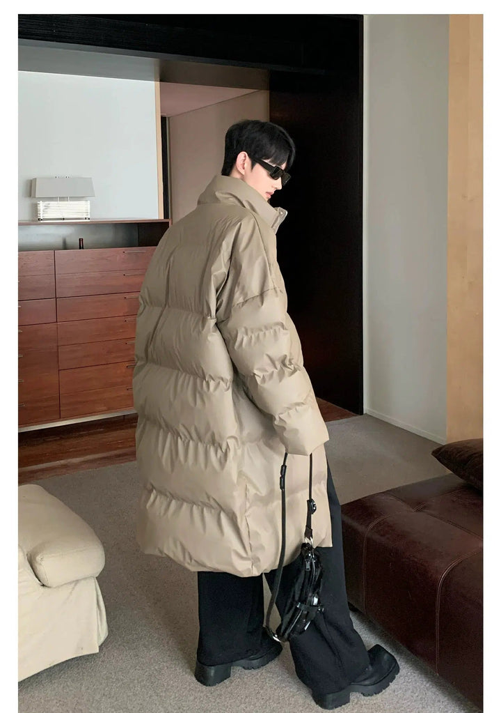Korean long puffer coat sales