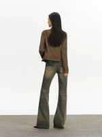 Stand Collar Suede Short Coat