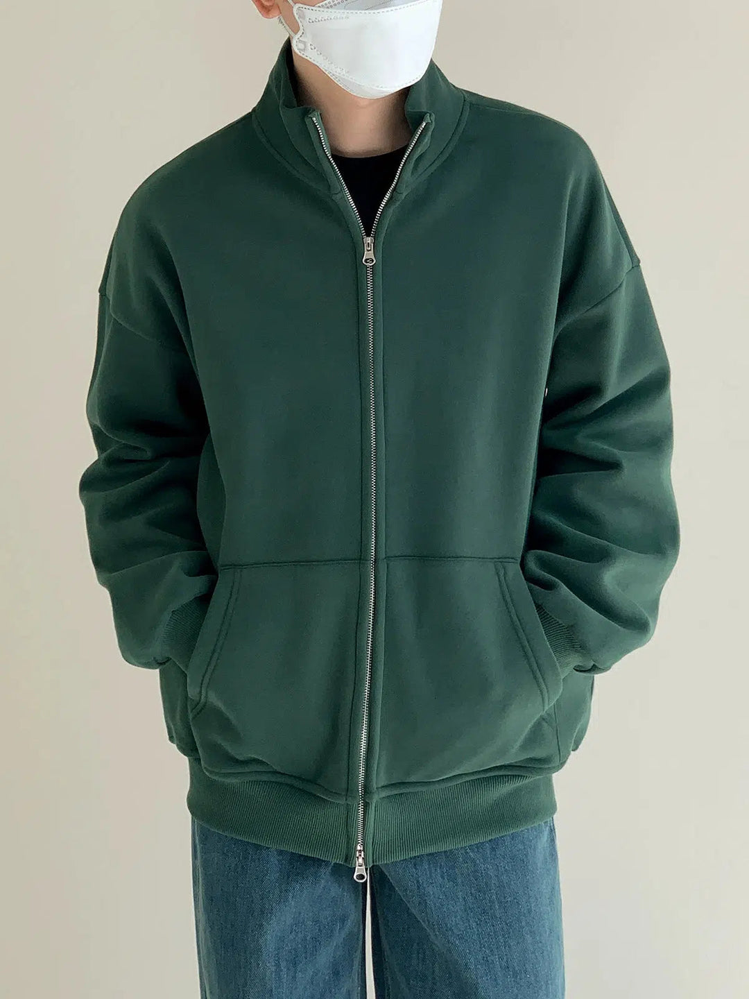 Stand Collar Zipper Cardigan Jacket