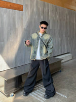 Stand Up Printed Denim Jacket