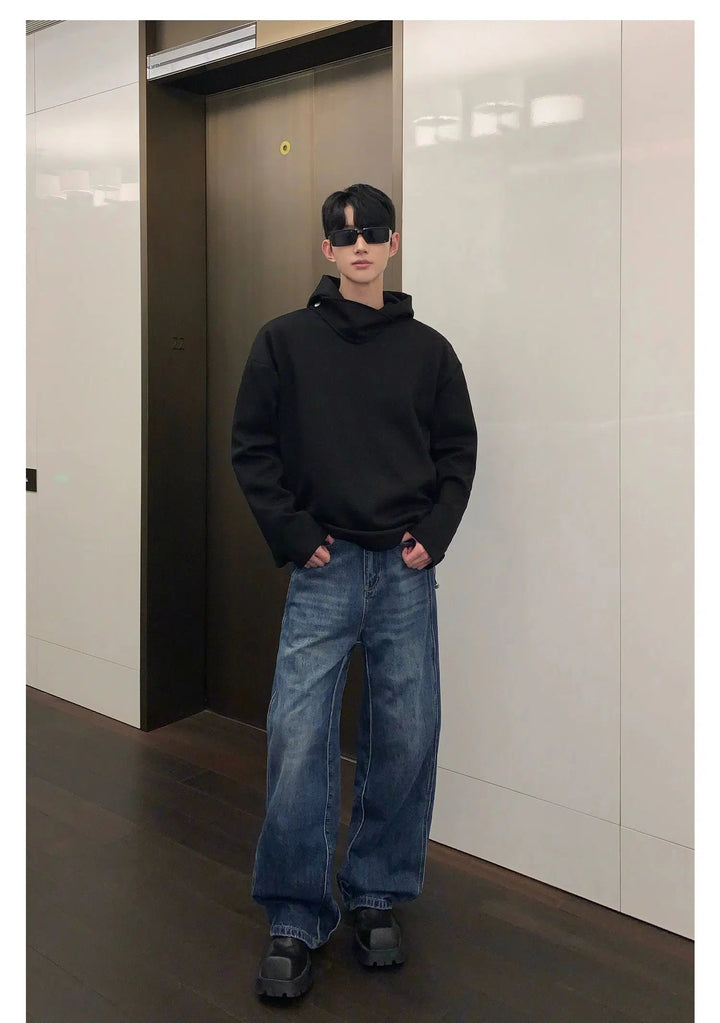 Stand-up Collar Hooded Sweatshirt