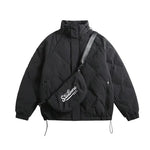Stand-up Collar Puffer Jacket with Shoulder Bag