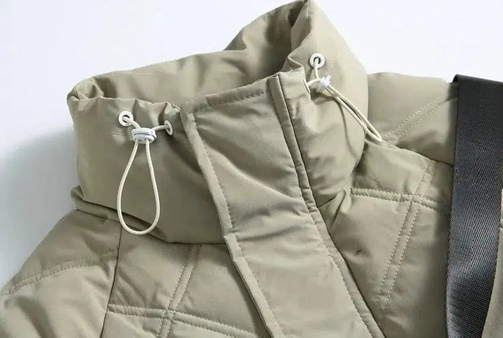 Stand-up Collar Puffer Jacket with Shoulder Bag
