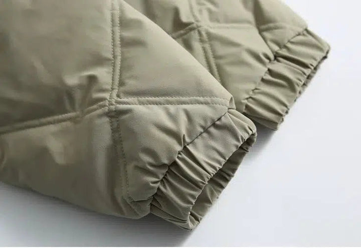 Stand-up Collar Puffer Jacket with Shoulder Bag