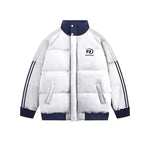 Stand-up Collar Striped Puffer Jacket