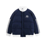 Stand-up Collar Striped Puffer Jacket