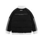 Stand-up Collar Striped Puffer Jacket