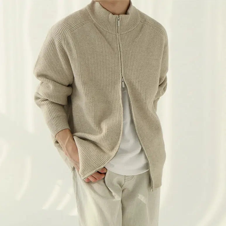 Stand-up Collar Zipper Knitted Turtleneck Sweater