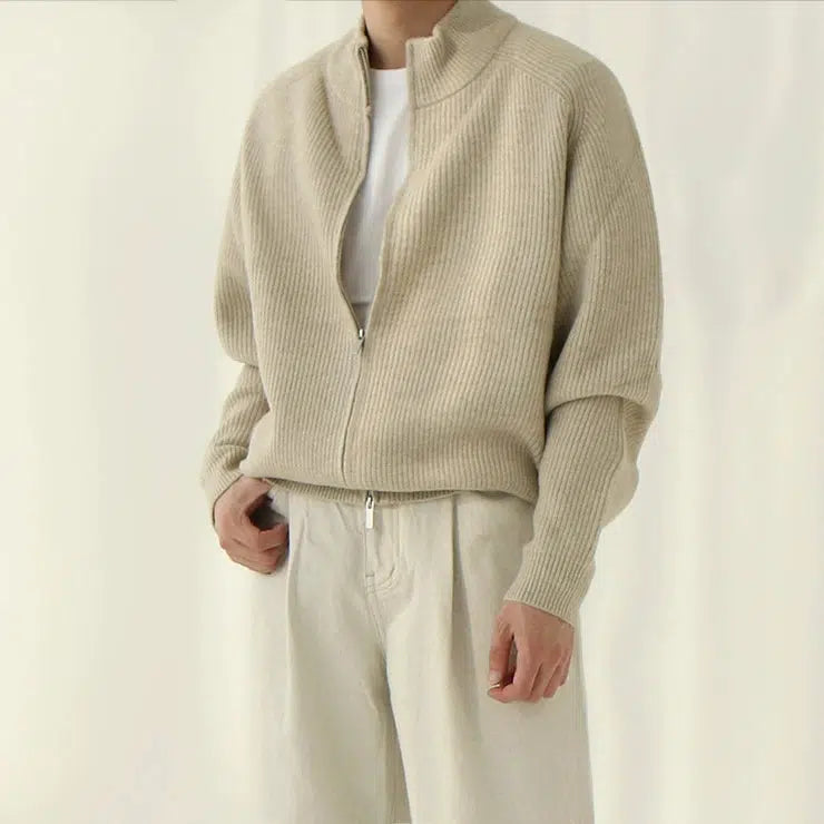 Stand-up Collar Zipper Knitted Turtleneck Sweater