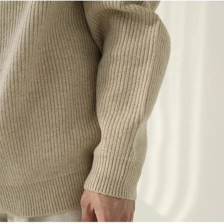 Stand-up Collar Zipper Knitted Turtleneck Sweater