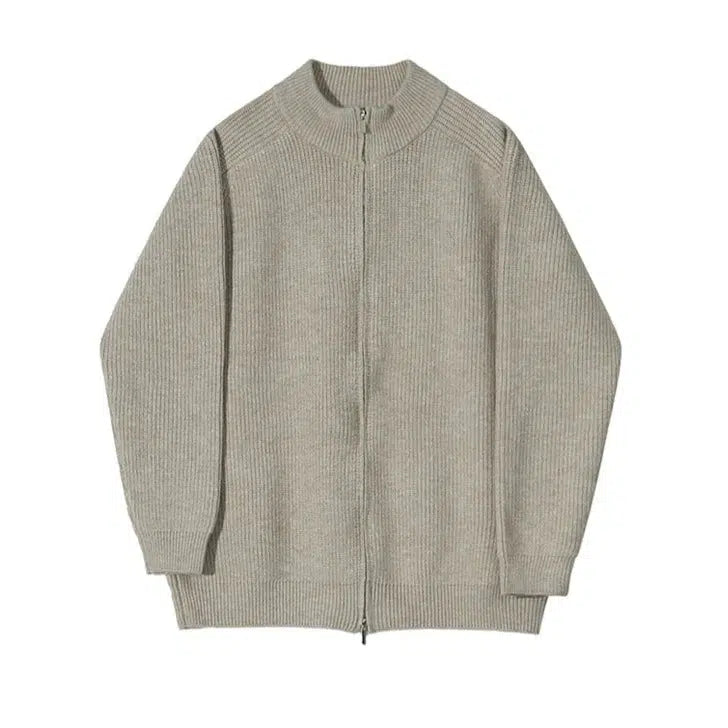 Stand-up Collar Zipper Knitted Turtleneck Sweater