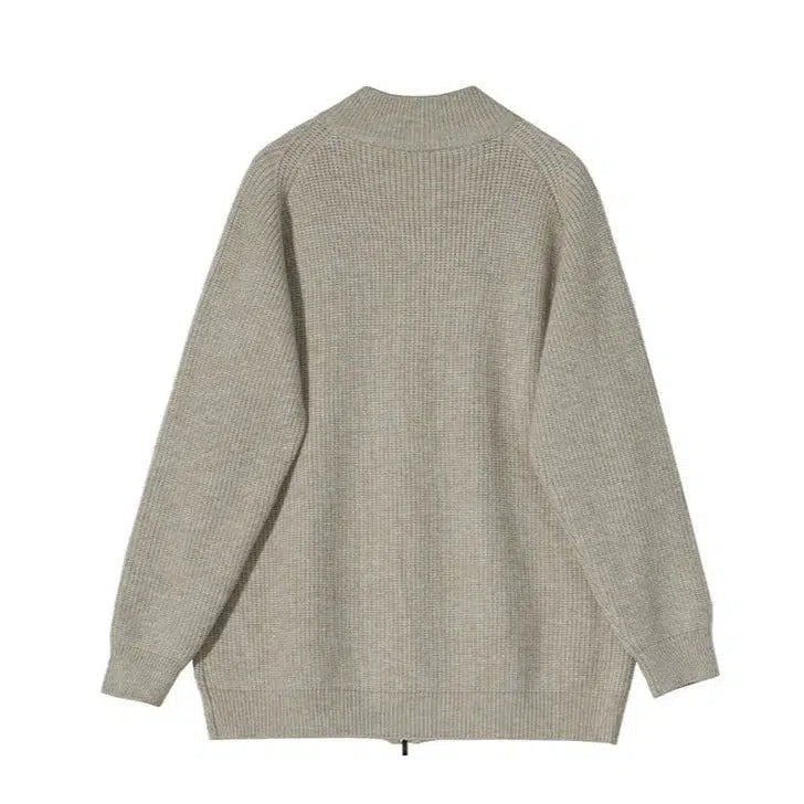 Stand-up Collar Zipper Knitted Turtleneck Sweater