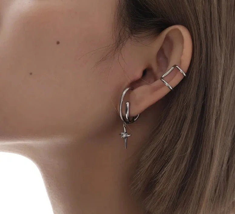 Star Pendant Ear Clips