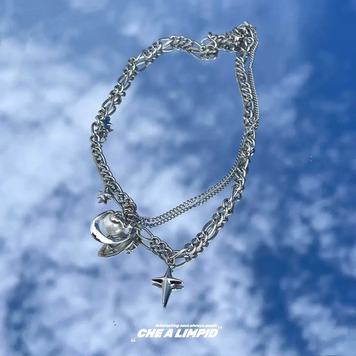 Star-shaped Geometric Pearl Necklace