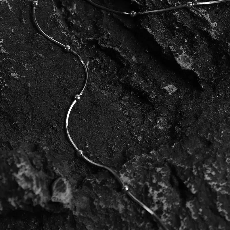 Sterling Silver Bead Herringbone Necklace