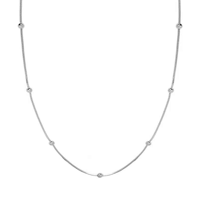 Sterling Silver Bead Herringbone Necklace