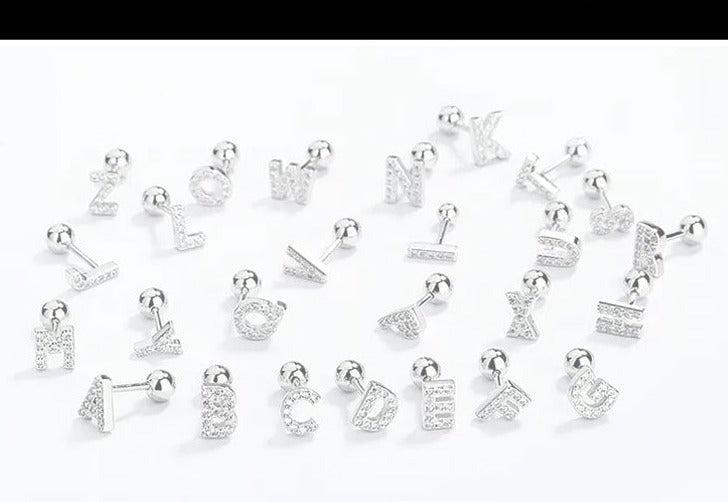 Sterling letters Stud Earrings with Diamonds