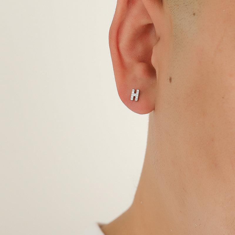 Sterling letters Stud Earrings with Diamonds