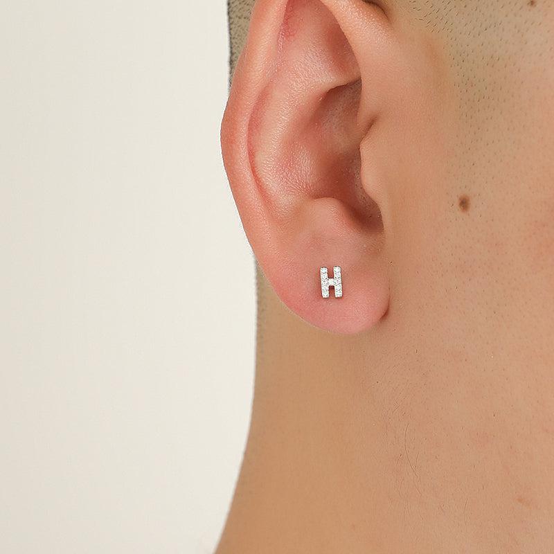 Sterling letters Stud Earrings with Diamonds
