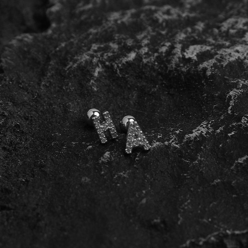 Sterling letters Stud Earrings with Diamonds