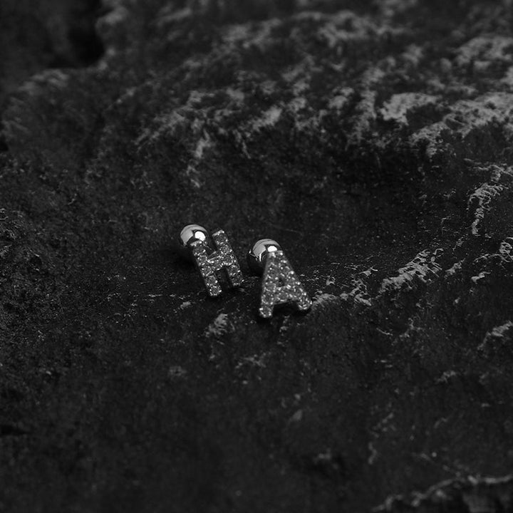 Sterling letters Stud Earrings with Diamonds