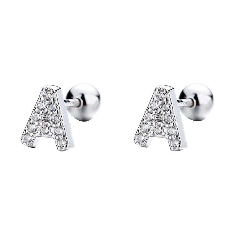 Sterling letters Stud Earrings with Diamonds