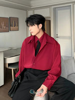 Stitching Long-Sleeve Button-Up Shirt