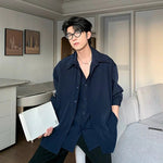 Stitching Long-Sleeve Button-Up Shirt