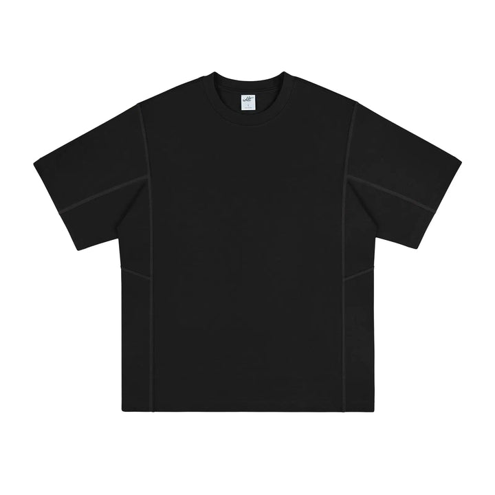 Stitching Round Neck Solid Color T-shirt